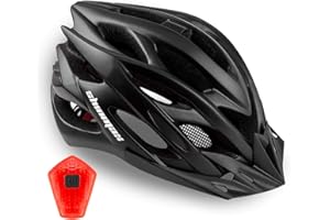 Shinmax Bicycle Helmet with Safety LED Light CE Certified Bike Helmet Adjustable Mountain & Road Cycle Helmet for Men Women Adult Cycling Helmet with Detachable Visor Lightweight MTB Helmet
