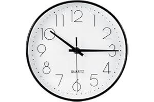 Sprifityy 8 Pulgadas Reloj de Pared silencioso, Redondo Decorativo Moderno, Reloj Clásico Estilo, sin tictac, para Oficina, Cocina, Sala de Estar, habitación de niños, Escuela (Blanco)