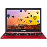 ASUS Chromebook C223NA 11.6" HD Laptop (Intel Celeron N3350, 4GB RAM, 32G eMMC, Chrome OS), Red