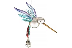 WILD THINGS Handmade Fantasy Glass Hummingbird Suncatcher Gift Rainbow
