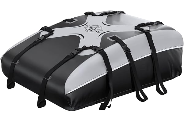 Sailnovo Sac de Toit Voiture pour 580L/20 Pieds Cubes Voyage Coffre De Toit Sac de Toit de étanche pour Tous Les Véhicules avec/sans Galerie de Toit avec Sangle, Tapis antidérapant (Gris-Noir)