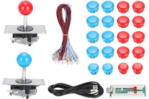 BIITFUU Juego de bricolaje Arcade Game Button y Joystick Controller Kit para Rapsberry Pi y Windows Linux/Android Pin Joystick y 20 botones(1)