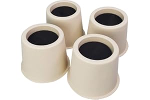 DIY 4 Inch Round Bed and Furniture Risers, 4 Pack Beige Elephant Feet Support Bed, Table, Sofa Leg, Lift up to 800 kgs/1,760 lbs, Durable Sturdy Plastic