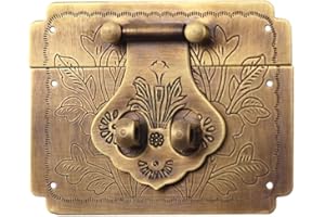 iplusmile Pur Cuivre Carré Boîte en Bois Bascule Loquet Rétro Décoratif Serrure Verrouiller avec Des Vis pour Valise Coffre Tronc Loquet Fermoir Boîte à Bijoux