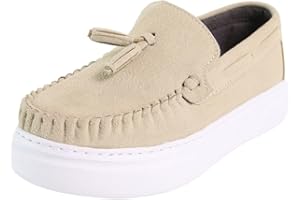 SIRRI Boys’ Platform Suede Loafers Slip-On Moccasin Shoes for Prom & Formal Occasions