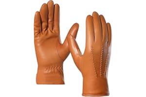 Harssidanzar Mens Italian Sheepskin Leather Gloves Cashmere Lined