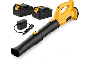 Leaf Blower Cordless, Leaf Blower with Battery and Charger -320 CFM, 150 MPH,2 Batteries,Powerful Lightweight Electric Blowers for Blowing Leaves, Lawn Care, Patio,yellow/black