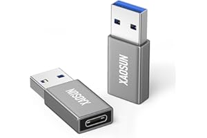XAOSUN USB C to USB Adapter 10Gbps,USB3.1 C Female to USB A Male Adapter,100W Fast Charging& Data Transfer, Compatible with iPhone 17/16 Pro Max,MacBook,AirPods,Tablet,Car Chargers- 2 Pack (Grey)