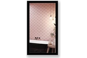 ‎RAMIX Spiegel MIT Rahmen 32 GRÖßEN 50/40, 40/50cm, 11 Farben Rahmen, Handgefertigte, breiter Fester Rahmen, Stabiler Rückwand, Rahmenleiste: 60x20mm, Rahmen Farbe: Schwarz Matt