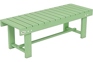 Outsunny Wooden Garden Bench, 2 Seater Outdoor Bench, Fir Wood Backless Patio Loveseat with Slatted Seat for Park, 110 x 38 x 35 cm, 1 Piece, Light Green