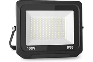 BAPRO 150W 15000LM Lumières Extérieures 6500K Projecteur LED Ultra Mince Spot LED Extérieur Projecteur LED Extérieur Blanc Froid Lampe Projecteur IP65 Etanche Câble 0.75M