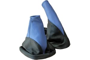 L & P Car Design L&P A104-5 Set Schaltsack Schaltmanschette + Handbremsmanschette 100% Echtleder Leder Schwarz - Blau Ersatzteil für Opel Corsa C