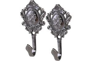 IMIKEYA Cortina de corte con hebilla, 2 unidades, vintage, colgador de cortinas, ganchos de flores, ganchos de pared, soporte para colgar para manualidades, toalla de mano, decoración de pared negra
