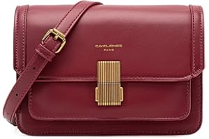 David Jones - Pequeño Bolso Bandolera Cadena Mujer - Bolsos de Hombro Cruzado Cuero PU - Mensajero Crossbody Bag - Bolso Mano Zip Embrague Clutch Pochette Noche Telefono - Rojo Burdeos