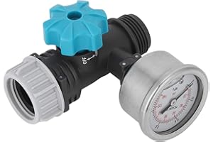 HAOFY Zawór Regulacji Ciśnienia Wody, Reduktor Ciśnienia Wody POM, Regulowany Zawór Redukcyjny Ciśnienia Nawadniania z Manometrem, do Nawadniania Rolniczego Ogrodu Szklarniowego