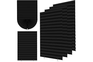 DASHUAIGE 4 Pack Stick-On Blackout Shades, Temporary No-Drill Paper Curtains for Bedroom, Bathroom and Home Use – Easy Fit (Black, 90W x 180H cm)