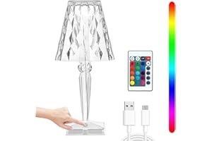 DEVENIRRICHE Lampe de Chevet Cristal, Lampe de Table Décorative avec Ports de Charge USB Contrôle Tactile 3 Températures de Couleur pour Chambre, Salon, Chambre D'amis et Bureau