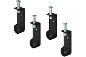 Gedotec 4 supporti per tubo da soffitto | Supporto per asta appendiabiti in metallo | OVAL | Sospensione per aste di armadi e appendiabiti nero | Supporto per tubi con vite M6 x 28 mm | 4 Pezzi