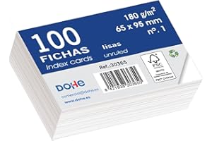 Dohe - Schede lisce in cartone (100 pz.) - Biglietti per scrivere appunti, dimensioni 9,5 x 6,5 cm, 180 g/m², n. 1, materiale per ufficio - colore bianco