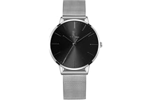 Alienwork IK Minimalist Montre Femme Ultra-Mince Bracelet Maille