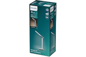 Lampe de bureau LED ivoire PHILIPS [Lumière blanche chaude à froide 2700-5000K - Blanc] 5W - Chargement par USB. pour l'intérieur de la maison, le travail, l'étude, l'éclairage de lecture