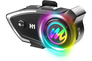 Moman Motorrad Intercom, H1 1 Stücke Motorradhelm Headset Wireless 5.0 Kabellos Kopfhörer CVC Rauschunterdrückung IP67 Wasserdicht Automatische Antwort, Motorrad-Intercom-Helm-Motorcycle-Headset