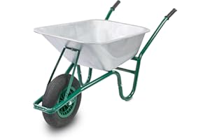 KCT 85L Garden Galvanised Heavy Duty Steel Wheelbarrow with Pneumatic Tyre