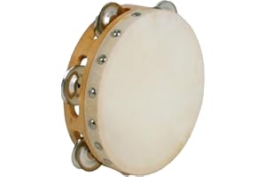 Atlas World Music 6 inch Skin Single Jingle Tambourine, natural
