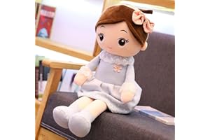 URFEDA Girls Fluffy Rag Doll, Plush Stuffed Toy Soft Doll Gifts with Hat Skirt Princess Plush Toy, Cute Little Girls Dolls Decoration Companion Girl Toys Ragdoll Toy for Christmas Birthday Gift 50cm