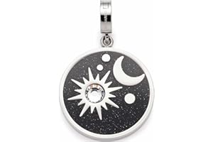 JEWELS BY LEONARDO Leonardo Jewels Stellaris Clip&Mix 022219 Pendentif en acier inoxydable bleu avec motif soleil, lune, étoiles, convient pour la gravure, bijoux cadeau, 3.5, Acier inoxydable, Pas de gemme