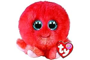 Ty - Peluche - Puffies - Polpo - Sheldon - Corallo - Polipetto con occhioni azzurri glitter - Le palline Beanie di peluche morbide e coccolose - 10 Cm - 42527