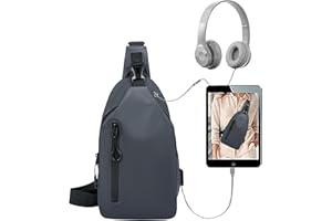 QZLSAYSL Borsa a Tracolla da Uomo Impermeabile Con Porta di Ricarica USB - Crossbody Piccola per Escursioni, Viaggi di Lavoro e Scuola