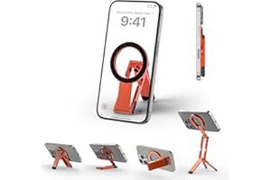 ULANZI MA60 Soporte Magnético para iPhone, Mini Trípode de Aluminio 3 en 1, Soporte Plegable para Teléfono Móvil, Imán Doble de 14 N, Compatible con iPhone 17, 16, 15, 14, 13, 12 Magsafe, Naranja