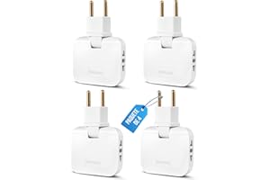 DROCODO 【Set 1/2 y 4 】 Ladron enchufes Plano | Enchufe Plano Pared extraplano de 3 Tomas Giratorio 180º | ladrón Enchufe | enchufes Planos detras Muebles | ladron Enchufe | Ladrones para enchufes