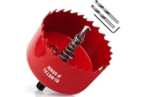 Yeepeo Lochsäge 68mm, Universal HSS M42 Bi-Metall Lochsägen, Lochkreissäge mit Sechskant-Schaft und Bohrer Lochbohrer Set Bohrkrone für Holz, Rigips, Trockenbau, Kunststoffe, 1 Stück Rot