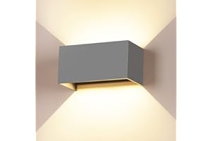 Cwycfw 24W Applique da Parete Interno/Esterno 3000K Bianco Caldo Applique Esterno Angolo del Fascio Regolabile Moderno Lampade da Parete IP65 Impermeabile Grigio Aapplique da Esterno