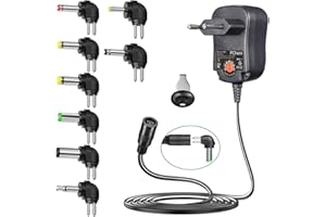 PChero Universeller 12W Wechselstrom/Gleichstrom-Adapter mit 8 Gleichstromsteckern, Spannung von 3 V bis 12 V einstellbar