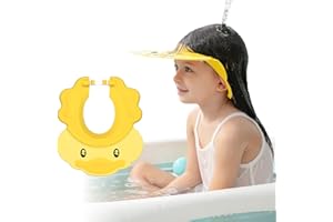 EINESIN Czepek prysznicowy dla dzieci, regulowany szampon, ochrona przed wodą, miękki czepek pod głowę, wodoszczelny, na ponad 6 miesięcy (obwód głowy ponad 38 cm) (żółty *)