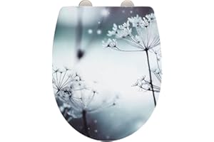 WENKO Abattant WC Polar avec surface brillante, abattant WC avec frein de chute, lunette WC en thermoplastique résistant à la cassure, fixation en acier inox, 36,5 x 45 cm, motif hivernal multicolore