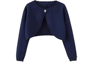 Miipat Fille en Bas Âge Cardigan Tricoté Enfants Pulls Tricotés Cardigan Boléro à Bouton Unique à Manches Longues Col Ras du Cou Manteau en Tricot