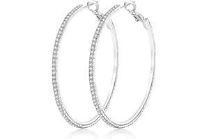 MOROTOLE 14K Gold Strass Ohrringe - Mode Dünn Groß Hypoallergen Reifen für Frauen Mädchen - Schmuck Geschenke 20/30/40/50/60/70mm