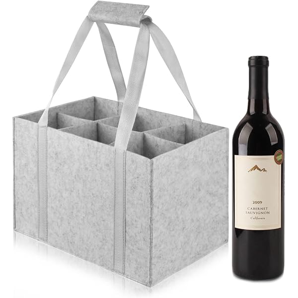 Cadeau écologique Fête Porte-bouteilles En Feutre Recyclé – 6 Bouteilles – Sac De Transport Pour Bière, Vin, Canettes – Homme