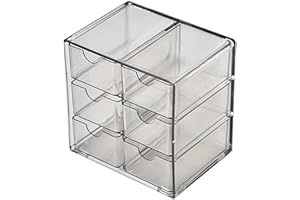 KOOMUAO Jumuao Aufbewahrungsbox Kunststoff, Mini Schubladenbox, Kleinteilemagazin mit 6 Schubladen, Desktop Aufbewahrung Organizer für Kosmetik Schmuck Schreibwaren (Schwarz-A)