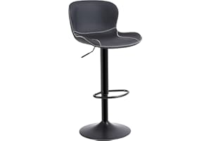 Youhauchair Barhocker, Barhocker Höhenverstellbar aus PU-Leder, wasserdicht und verschleißfest, Hocker mit Rückenlehne und Fußstütze, Drehbarer bar Stool, modern, schwarz