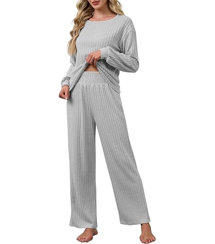 MSIYOW Tuta Donna Maglia e Pantaloni Completo Elegante Set di 2 Pezzi Maglioni Calda Maniche Lunghe Autunno Invernale (S, B Azzurro