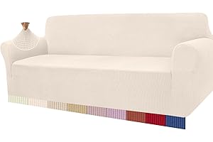 Granbest Nowoczesny pokrowiec na sofę, żakardowy, elastyczny pokrowiec na sofę, do salonu, ochrona dla psów, zwierząt domowych (4-osobowa, jasnobeżowa)