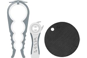 FACIACC 5 in 1 Jar Opener Multifunctional Manual Can Opener Set with Non-Slip Silicone Jar Gripper Pad, 3 Packs for Arthritis Weak Hands, Elderly, Children