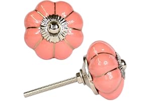 Oriental Galerie Möbelknopf Rosa Pink Blumen Form Möbelgriff Porzellanknopf Keramikknopf Schubladenknopf Türknopf Porzellan Keramik Knopf Messing G18