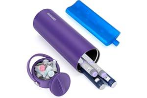 YOUSHARES 1-5 Plumas Nevera Medicamentos Portatil - 48H Nevera Insulina Viaje con Bolsa de Hielo Aprobada por la TSA, Estuche Plumas Insulina Isotermica para Viajes Largos y Diarios (Morado)