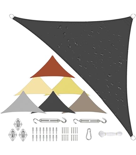 Amazon.de: Dehner Sonnensegel dreieckig, ca. 415 x 415 x 415 cm, Polyester,  dunkelgrau
